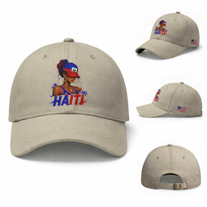 Haitian Princess Baseball Cap Haiti Flag Haitienne Melanin Black Girls TS10 Baseball Cap Universal Fit Beige Print Your Wear