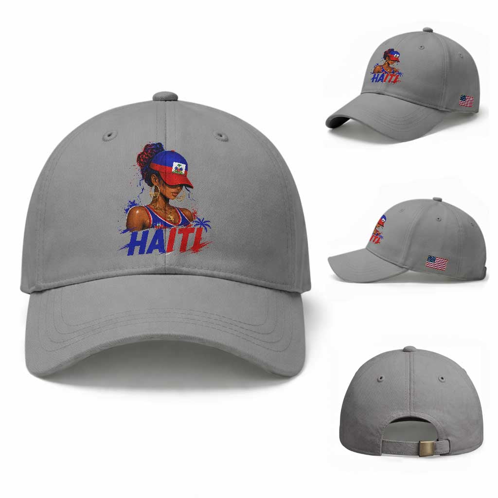 Haitian Princess Baseball Cap Haiti Flag Haitienne Melanin Black Girls TS10 Baseball Cap Universal Fit Sport Gray Print Your Wear