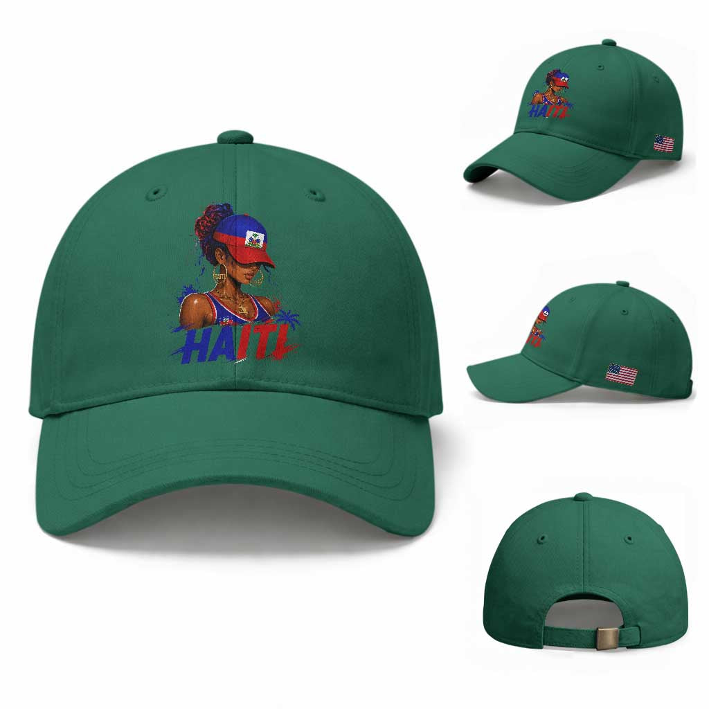 Haitian Princess Baseball Cap Haiti Flag Haitienne Melanin Black Girls TS10 Baseball Cap Universal Fit Irish Green Print Your Wear
