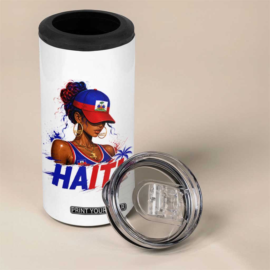 Haitian Princess 4 in 1 Can Cooler Tumbler Haiti Flag Haitienne Melanin Black Girls TS10 Print Your Wear