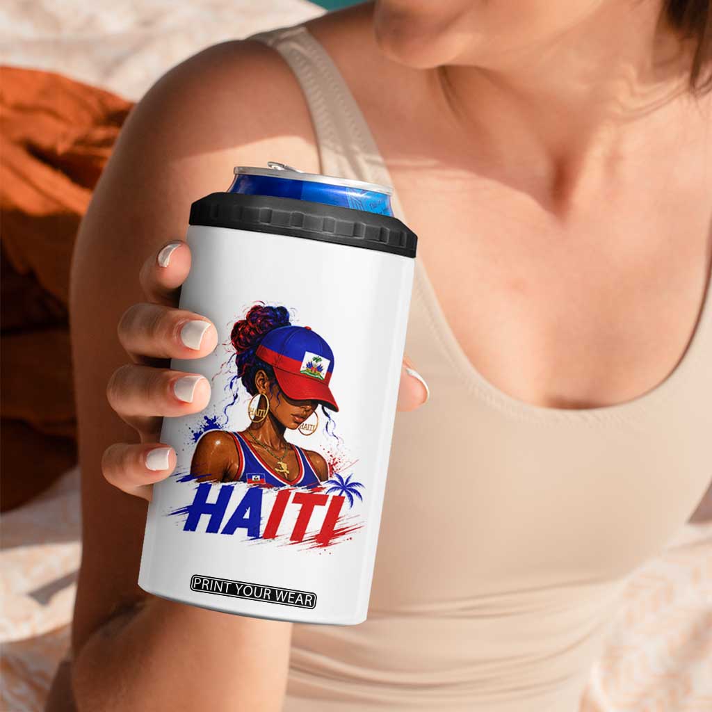 Haitian Princess 4 in 1 Can Cooler Tumbler Haiti Flag Haitienne Melanin Black Girls TS10 Print Your Wear