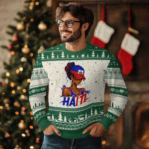 Haitian Princess Ugly Christmas Sweater Haiti Flag Haitienne Melanin Black Girls TS10 Beige Green Print Your Wear