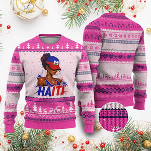 Haitian Princess Ugly Christmas Sweater Haiti Flag Haitienne Melanin Black Girls TS10 Hot Pink Print Your Wear