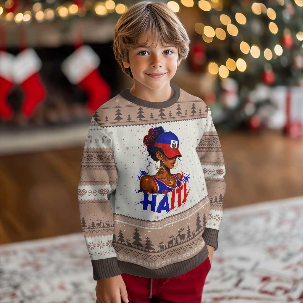 Haitian Princess Ugly Christmas Sweater Haiti Flag Haitienne Melanin Black Girls TS10 Mocha Mousse Print Your Wear