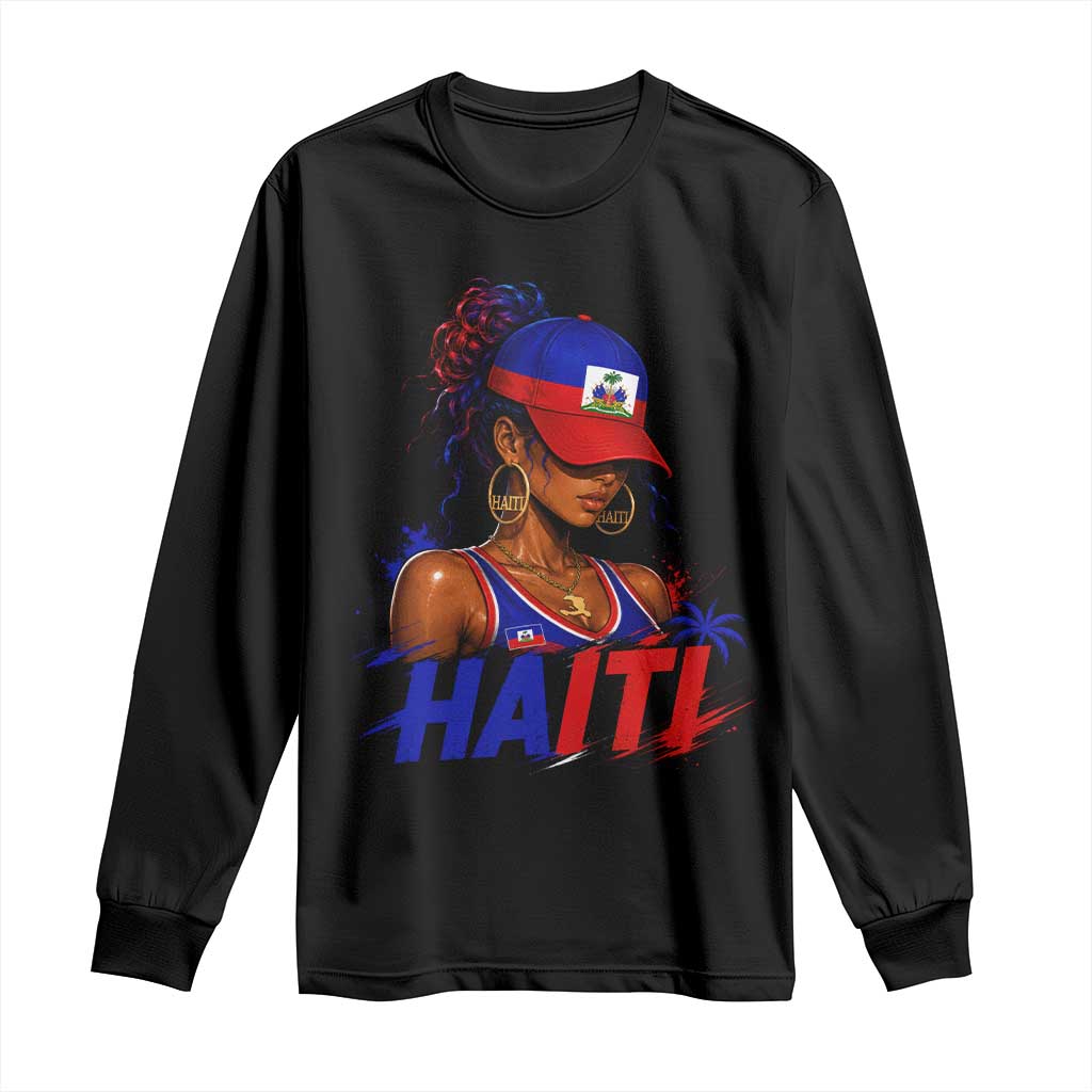 Haitian Princess Long Sleeve Shirt Haiti Flag Haitienne Melanin Black Girls TS10 Black Print Your Wear