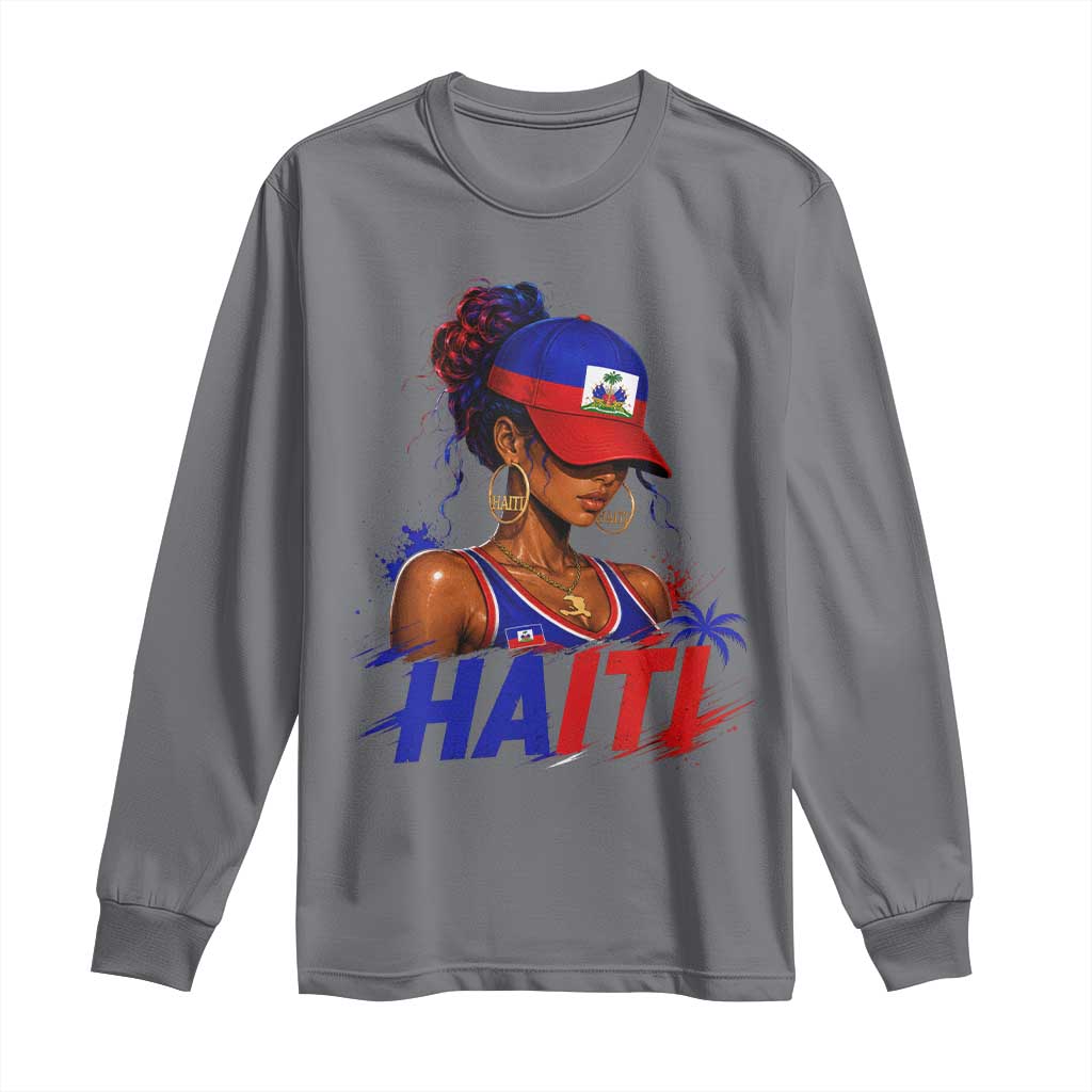 Haitian Princess Long Sleeve Shirt Haiti Flag Haitienne Melanin Black Girls TS10 Charcoal Print Your Wear