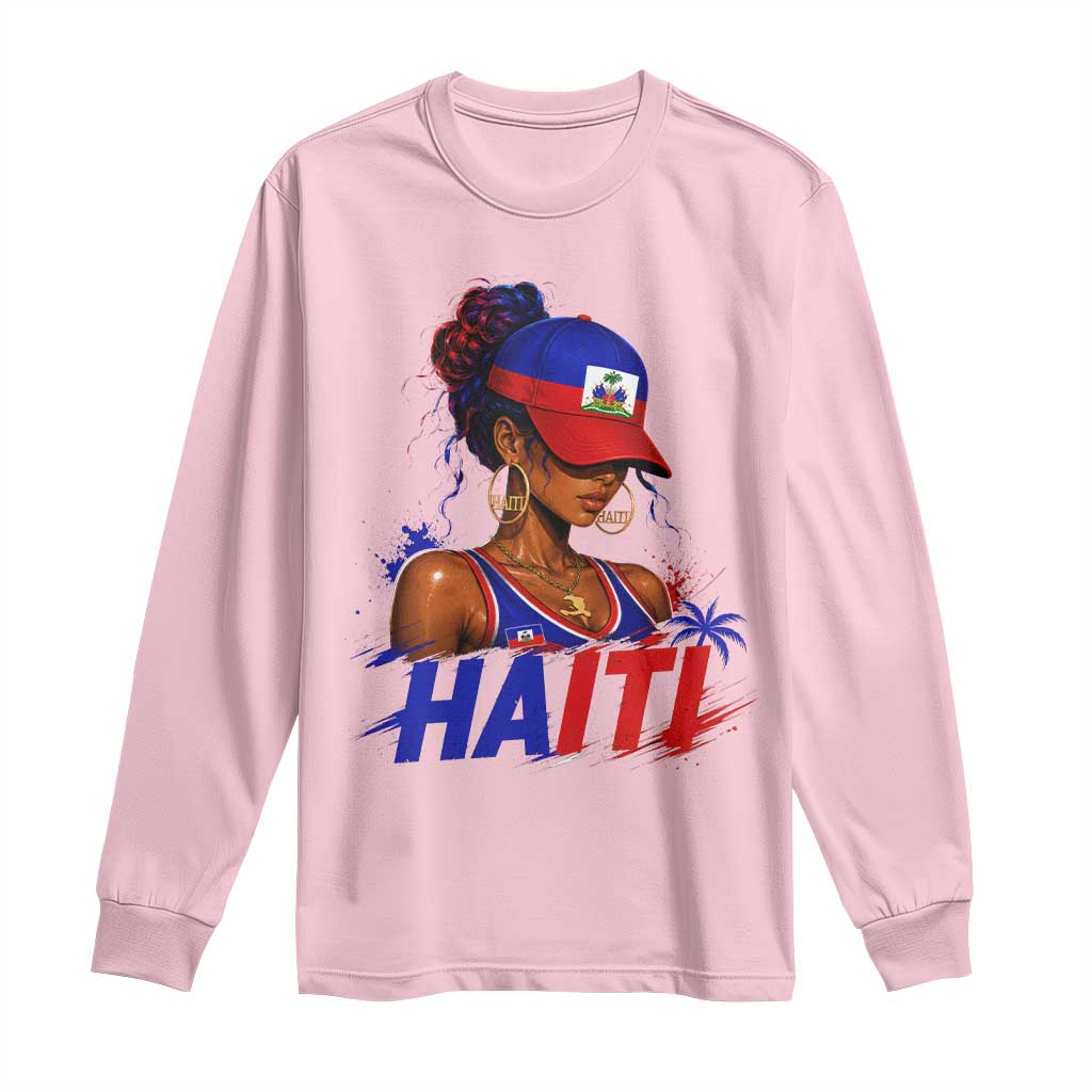 Haitian Princess Long Sleeve Shirt Haiti Flag Haitienne Melanin Black Girls TS10 Light Pink Print Your Wear