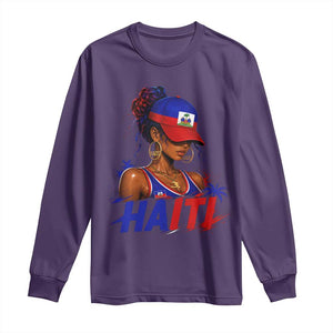Haitian Princess Long Sleeve Shirt Haiti Flag Haitienne Melanin Black Girls TS10 Purple Print Your Wear