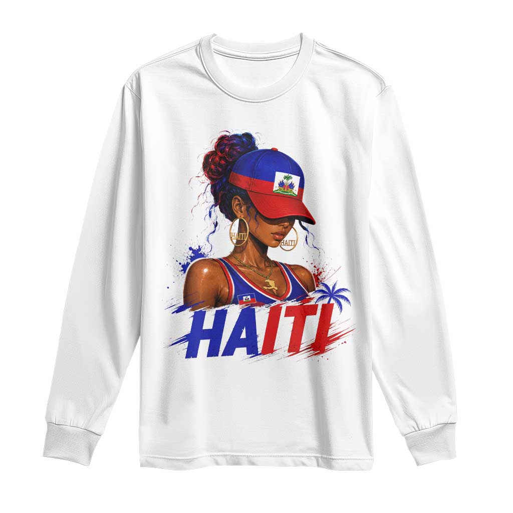 Haitian Princess Long Sleeve Shirt Haiti Flag Haitienne Melanin Black Girls TS10 White Print Your Wear
