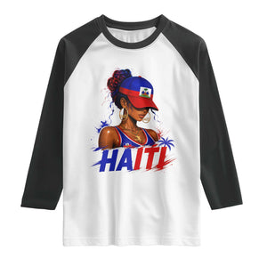 Haitian Princess Raglan Shirt Haiti Flag Haitienne Melanin Black Girls TS10 White Black Print Your Wear