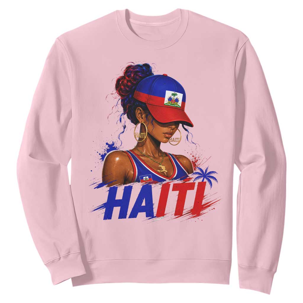 Haitian Princess Sweatshirt Haiti Flag Haitienne Melanin Black Girls TS10 Light Pink Print Your Wear