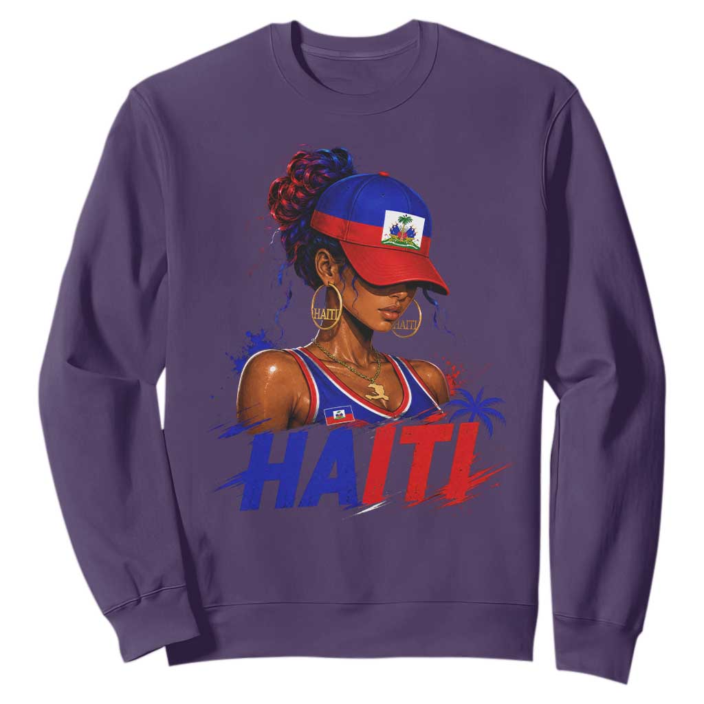 Haitian Princess Sweatshirt Haiti Flag Haitienne Melanin Black Girls TS10 Purple Print Your Wear