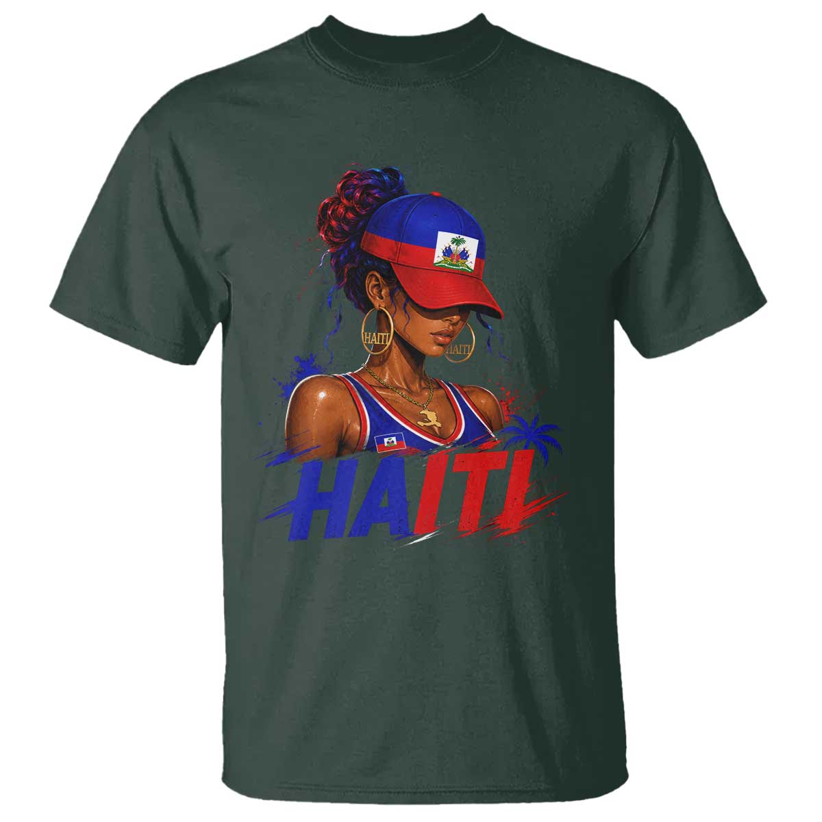 Haitian Princess T Shirt Haiti Flag Haitienne Melanin Black Girls TS10 Dark Forest Green Print Your Wear
