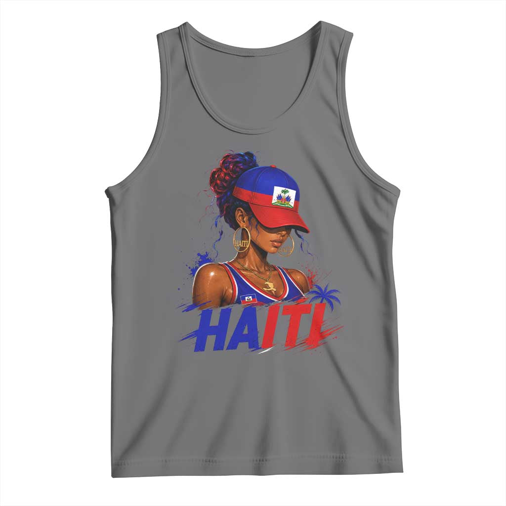 Haitian Princess Tank Top Haiti Flag Haitienne Melanin Black Girls TS10 Black Heather Print Your Wear