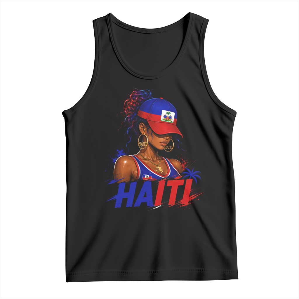 Haitian Princess Tank Top Haiti Flag Haitienne Melanin Black Girls TS10 Black Print Your Wear