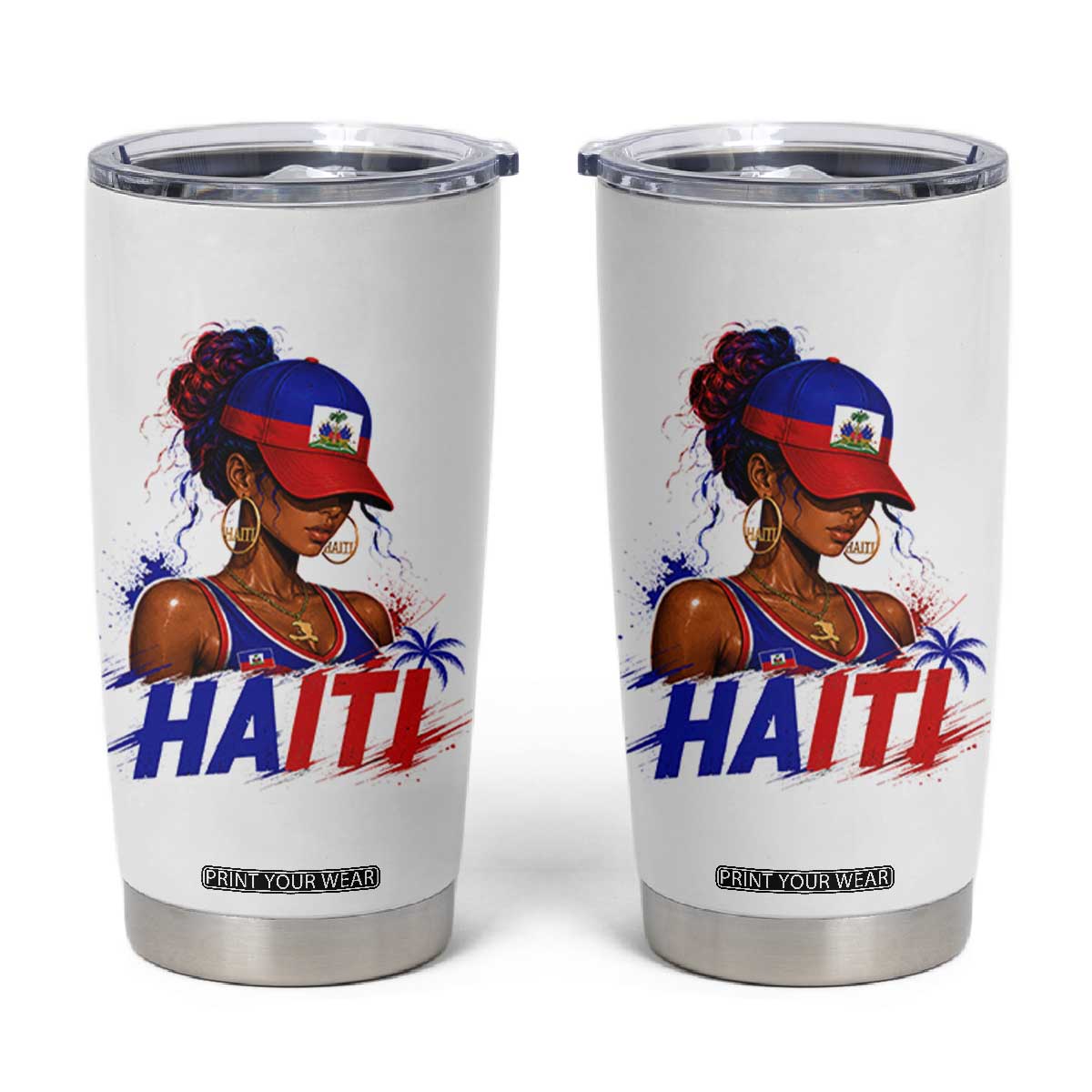 Haitian Princess Tumbler Cup Haiti Flag Haitienne Melanin Black Girls TS10 White Print Your Wear