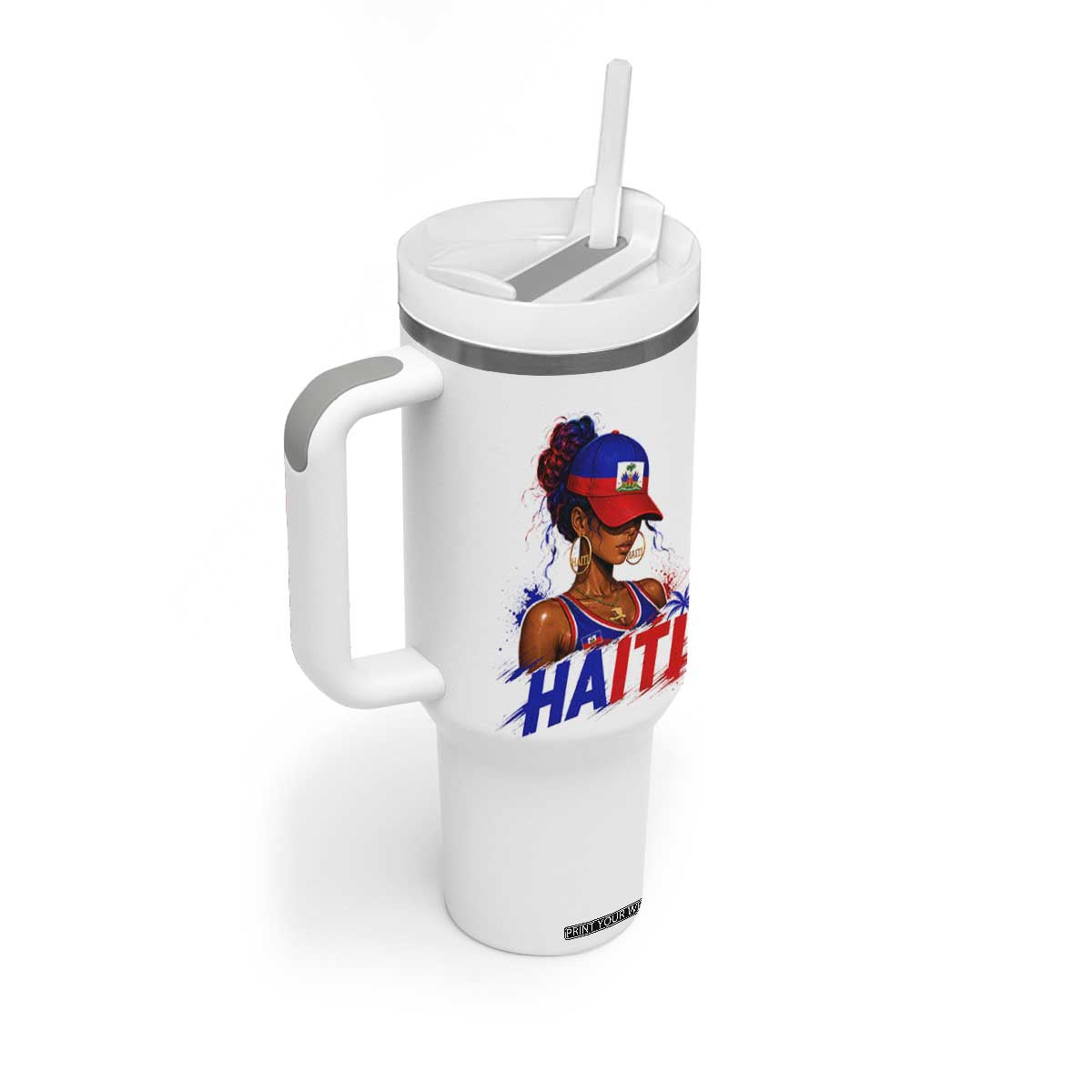 Haitian Princess Tumbler With Handle Haiti Flag Haitienne Melanin Black Girls TS10 Print Your Wear