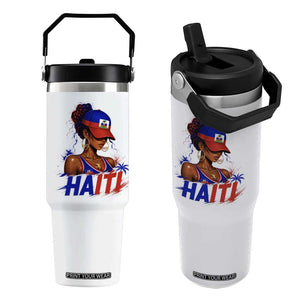 Haitian Princess Flip Straw Tumbler Haiti Flag Haitienne Melanin Black Girls TS10 One Size: 30 oz White Print Your Wear