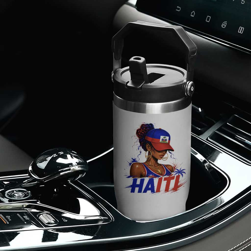 Haitian Princess Flip Straw Tumbler Haiti Flag Haitienne Melanin Black Girls TS10 Print Your Wear