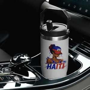 Haitian Princess Flip Straw Tumbler Haiti Flag Haitienne Melanin Black Girls TS10 Print Your Wear