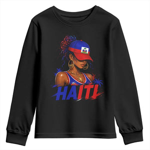 Haitian Princess Youth Sweatshirt Haiti Flag Haitienne Melanin Black Girls TS10 Black Print Your Wear