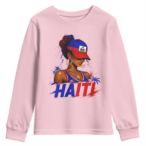 Haitian Princess Youth Sweatshirt Haiti Flag Haitienne Melanin Black Girls TS10 Light Pink Print Your Wear