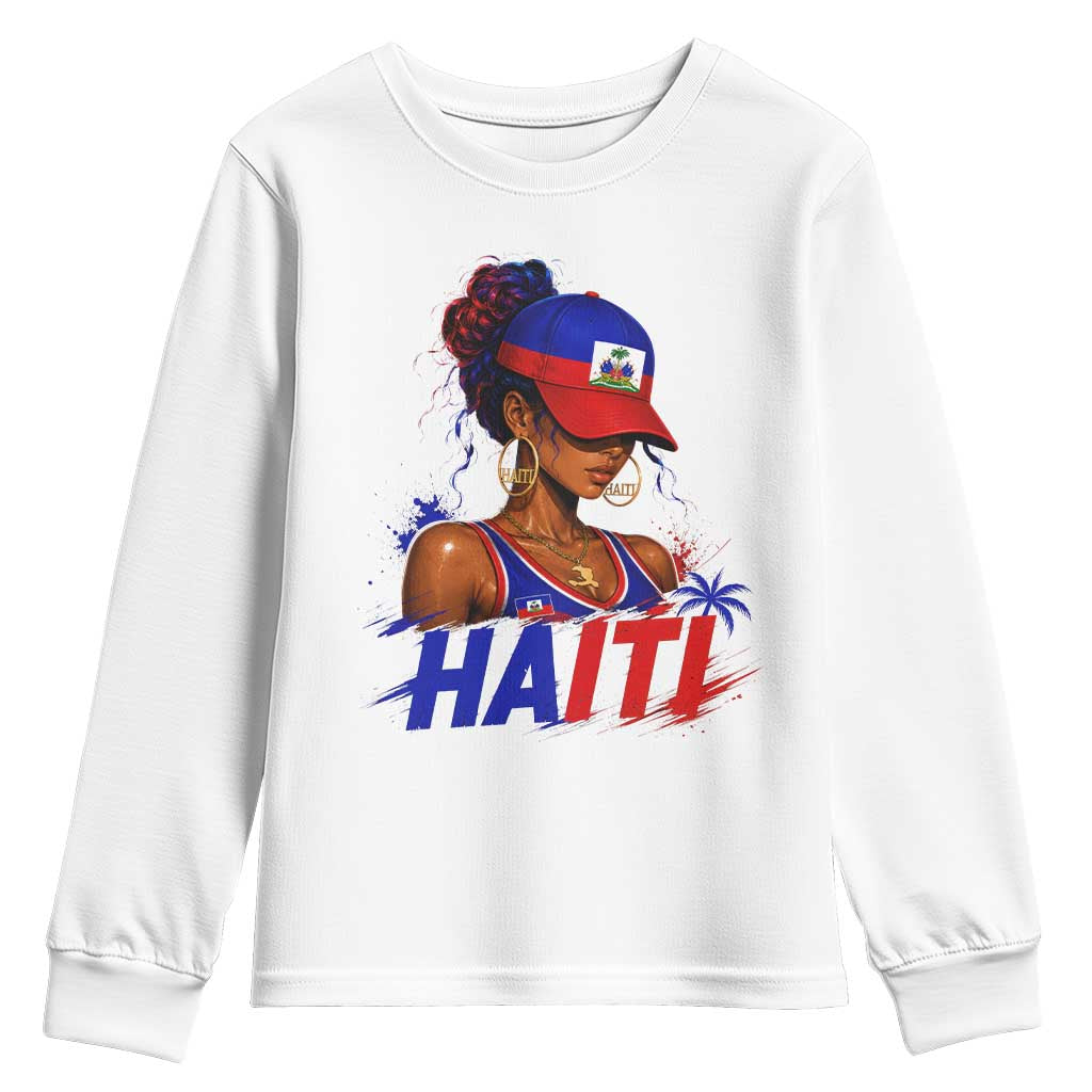 Haitian Princess Youth Sweatshirt Haiti Flag Haitienne Melanin Black Girls TS10 White Print Your Wear