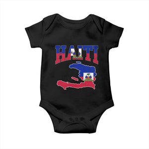 Haiti Pride Baby Onesie Retro Vintage Haitian Flag Map Pride Graphic TS10 Black Print Your Wear