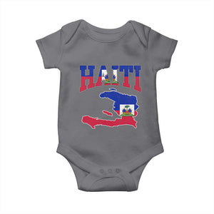 Haiti Pride Baby Onesie Retro Vintage Haitian Flag Map Pride Graphic TS10 Charcoal Print Your Wear