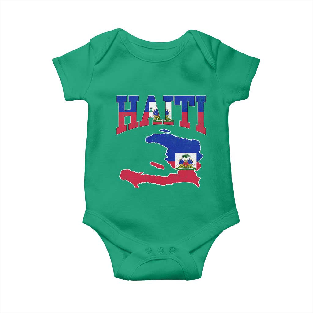 Haiti Pride Baby Onesie Retro Vintage Haitian Flag Map Pride Graphic TS10 Irish Green Print Your Wear