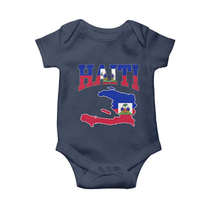 Haiti Pride Baby Onesie Retro Vintage Haitian Flag Map Pride Graphic TS10 Navy Print Your Wear