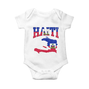 Haiti Pride Baby Onesie Retro Vintage Haitian Flag Map Pride Graphic TS10 White Print Your Wear