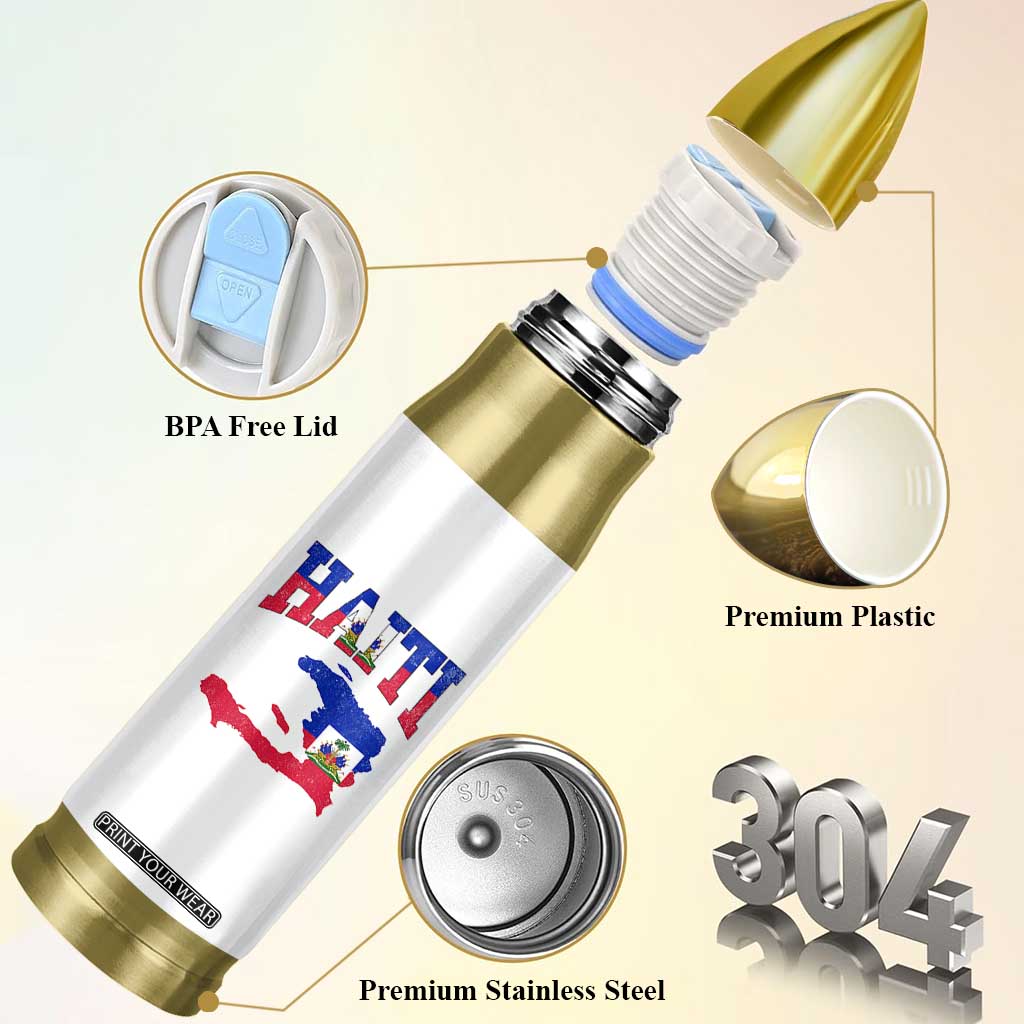 Haiti Pride Bullet Tumbler Retro Vintage Haitian Flag Map Pride Graphic TS10 Print Your Wear