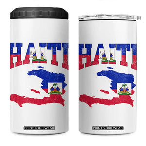 Haiti Pride 4 in 1 Can Cooler Tumbler Retro Vintage Haitian Flag Map Pride Graphic TS10 One Size: 16 oz White Print Your Wear