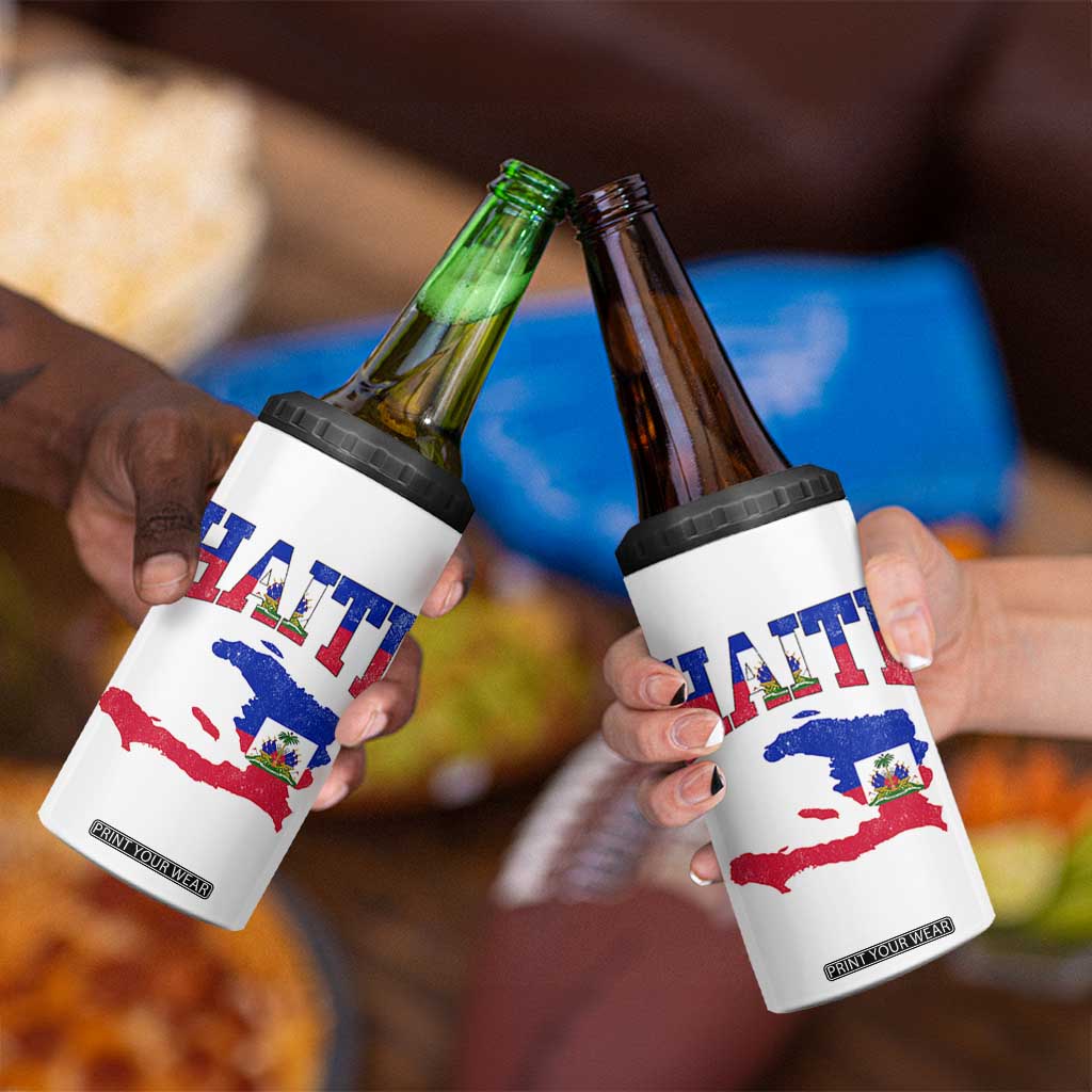 Haiti Pride 4 in 1 Can Cooler Tumbler Retro Vintage Haitian Flag Map Pride Graphic TS10 Print Your Wear