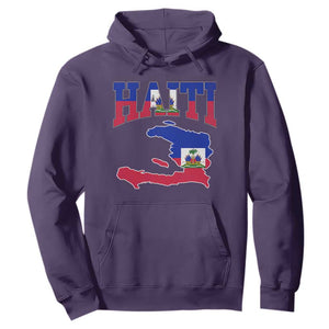 Haiti Pride Hoodie Retro Vintage Haitian Flag Map Pride Graphic TS10 Purple Print Your Wear