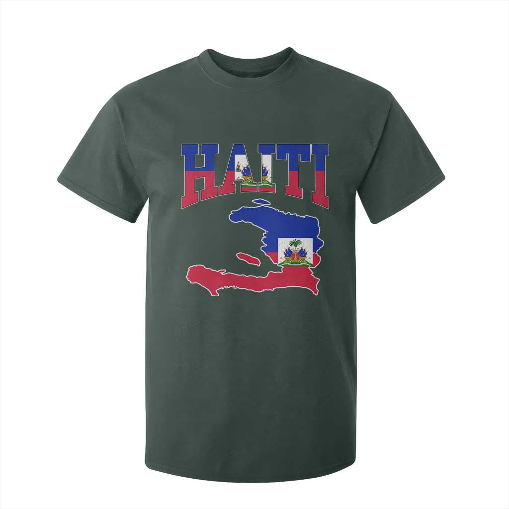 Haiti Pride T Shirt For Kid Retro Vintage Haitian Flag Map Pride Graphic TS10 Dark Forest Green Print Your Wear
