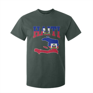 Haiti Pride T Shirt For Kid Retro Vintage Haitian Flag Map Pride Graphic TS10 Dark Forest Green Print Your Wear