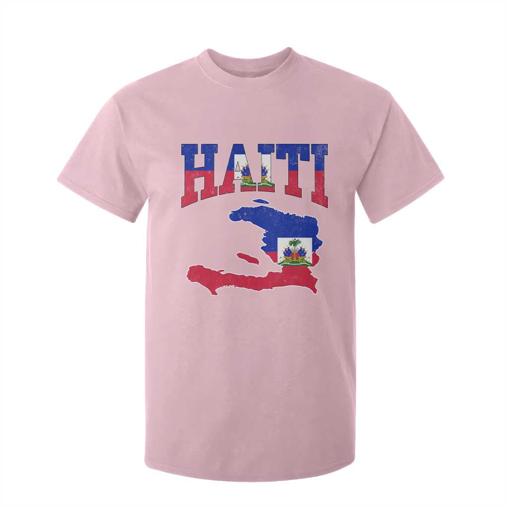 Haiti Pride T Shirt For Kid Retro Vintage Haitian Flag Map Pride Graphic TS10 Light Pink Print Your Wear