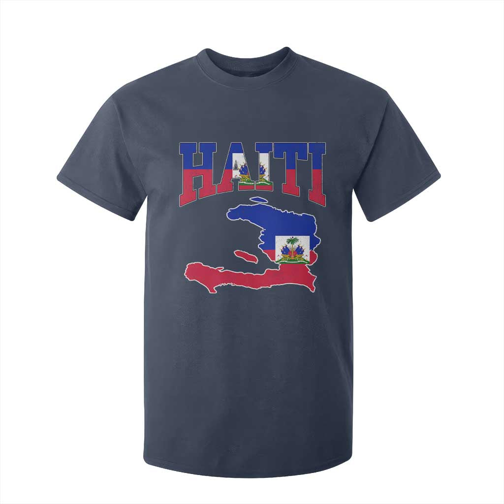 Haiti Pride T Shirt For Kid Retro Vintage Haitian Flag Map Pride Graphic TS10 Navy Print Your Wear