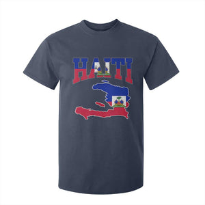 Haiti Pride T Shirt For Kid Retro Vintage Haitian Flag Map Pride Graphic TS10 Navy Print Your Wear