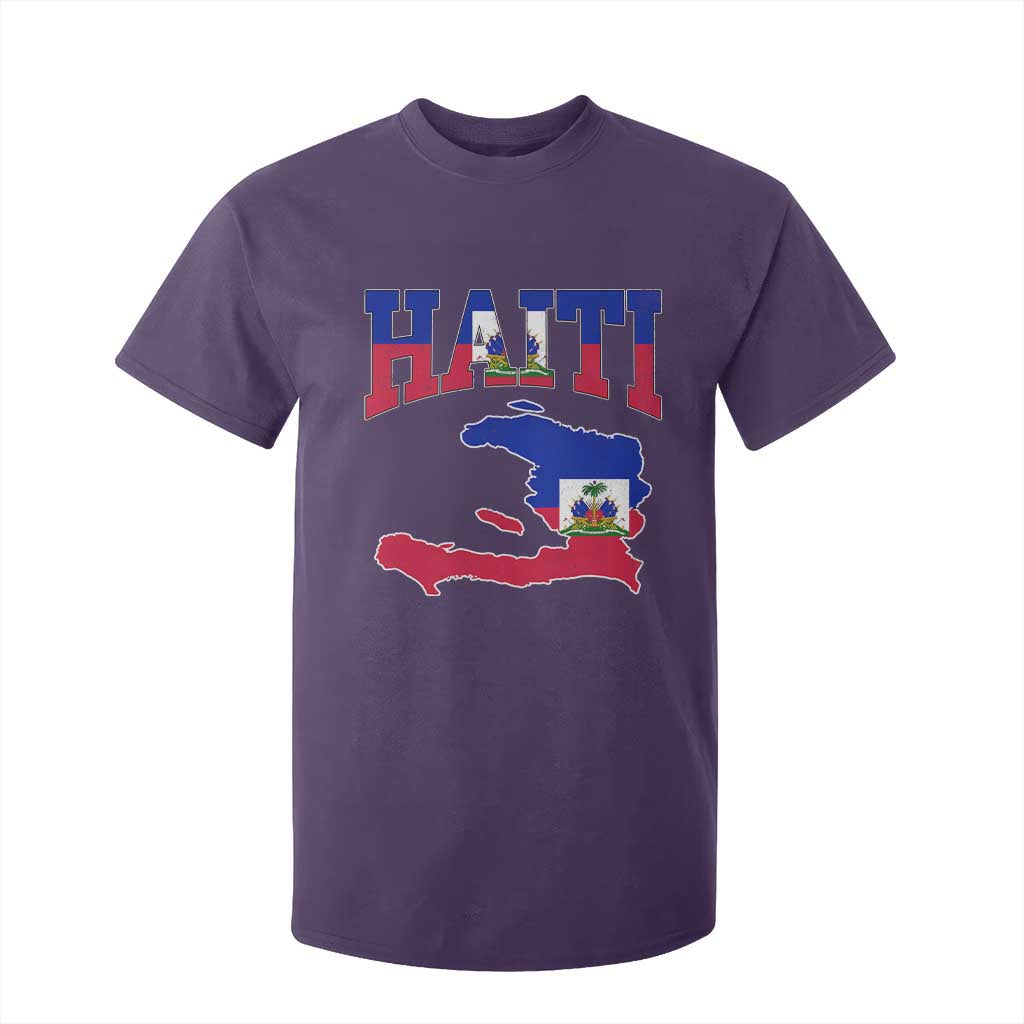 Haiti Pride T Shirt For Kid Retro Vintage Haitian Flag Map Pride Graphic TS10 Purple Print Your Wear