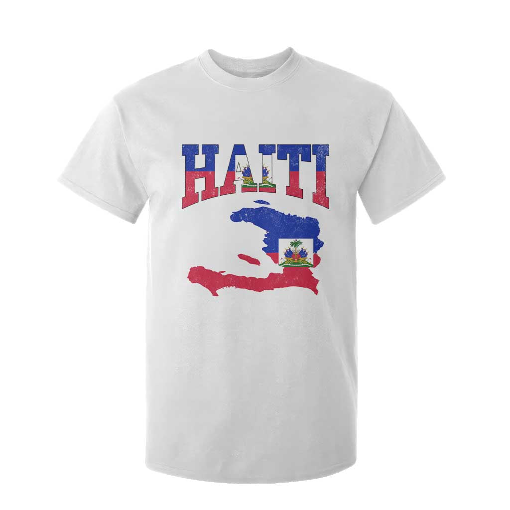 Haiti Pride T Shirt For Kid Retro Vintage Haitian Flag Map Pride Graphic TS10 White Print Your Wear