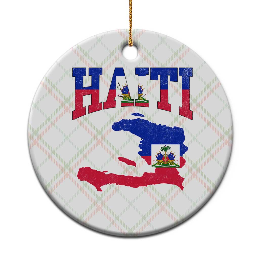 Haiti Pride Ceramic Ornament Retro Vintage Haitian Flag Map Pride Graphic TS10 1pc Christmas Plaid Print Your Wear