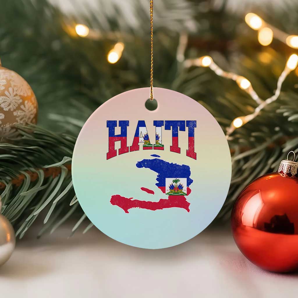 Haiti Pride Ceramic Ornament Retro Vintage Haitian Flag Map Pride Graphic TS10 1pc Pastel Print Your Wear