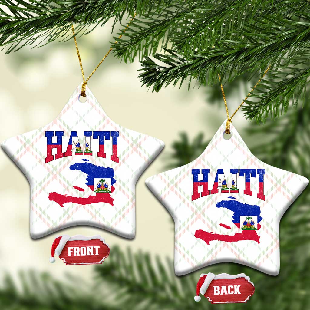 Haiti Pride Ceramic Ornament Retro Vintage Haitian Flag Map Pride Graphic TS10 Print Your Wear