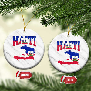Haiti Pride Ceramic Ornament Retro Vintage Haitian Flag Map Pride Graphic TS10 1pc White Marble Print Your Wear