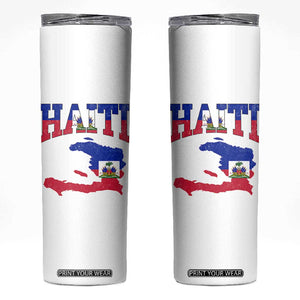 Haiti Pride Skinny Tumbler Retro Vintage Haitian Flag Map Pride Graphic TS10 White Print Your Wear