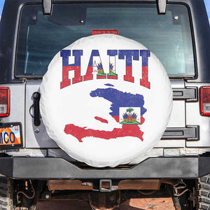 Haiti Pride Spare Tire Cover Retro Vintage Haitian Flag Map Pride Graphic TS10 No hole White Print Your Wear