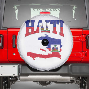 Haiti Pride Spare Tire Cover Retro Vintage Haitian Flag Map Pride Graphic TS10 White Print Your Wear
